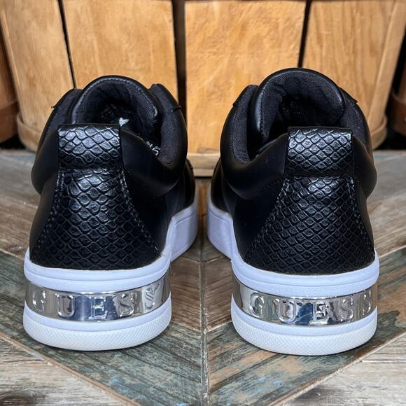Guess Hype Black Faux Leather White Platform Sneakers Womens Size 6.5 - Picture 6 of 11